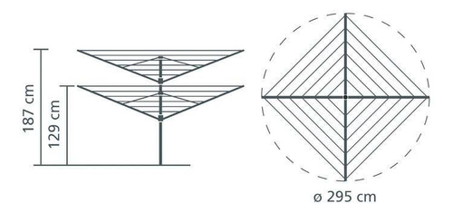 Suszarka ogrodowa Lift-O-Matic 60m (mocowanie do gruntu) Szary Metaliczny BRABANTIA