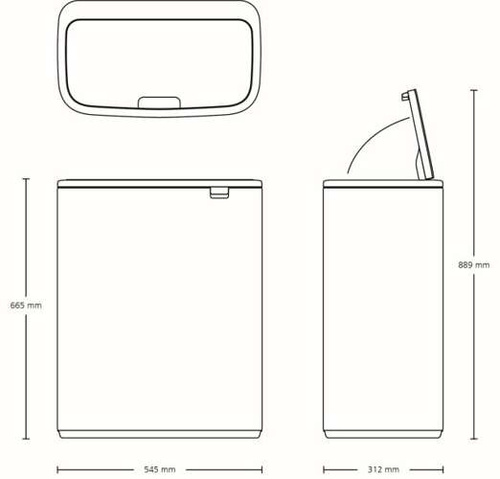 Kosz Bo Touch Bin 2x30 l Concrete Grey powłoka mineralna BRABANTIA