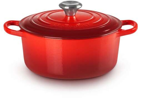 Brytfanna żeliwna okrągła 24 cm wiśniowa LE CREUSET