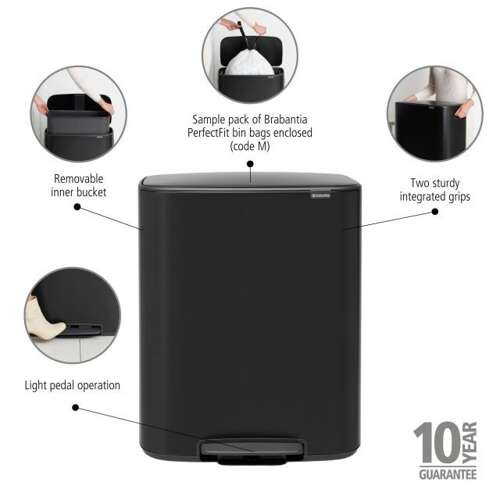 Kosz Bo Pedal Bin 60l czarnym matowym BRABANTIA 