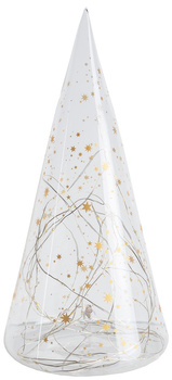 Szklana choinka LED XL 30 cm Gwiazdki złote RAEDER