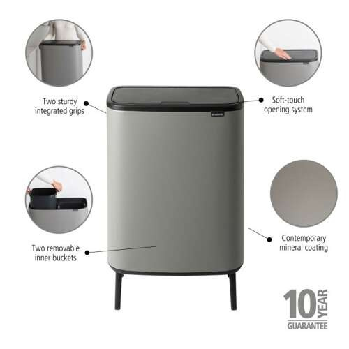 Kosz BO Touch Bin Hi 2x30 l  Mineral Concrete Grey BRABANTIA