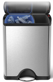 Kosz na śmieci dwukomorowy 46l rectangular step can matowy  SIMPLEHUMAN
