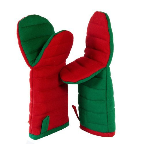 Rękawica kuchenna pikowana,czerwono-zielona, Lukarna