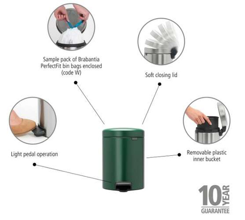 Kosz pedałowy 5 l NewIcon Pine Green BRABANTIA