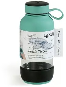 Szklana butelka na wodę 500 ml To Go turkusowa LEUKE