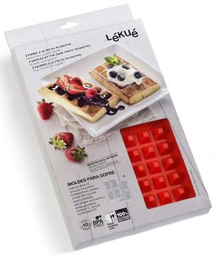 Forma do pieczenia gofrów (2 sztuki) silikonowa czerwona LEKUE 