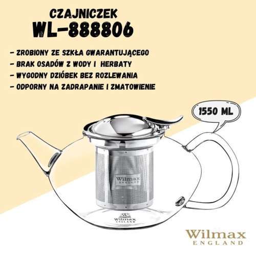 Dzbanek do herbaty 1,55l Thermo Glass Wilmax