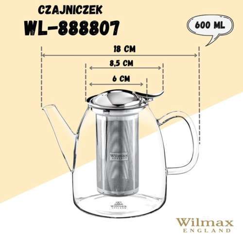 Dzbanek do herbaty 600ml Thermo Glass Wilmax