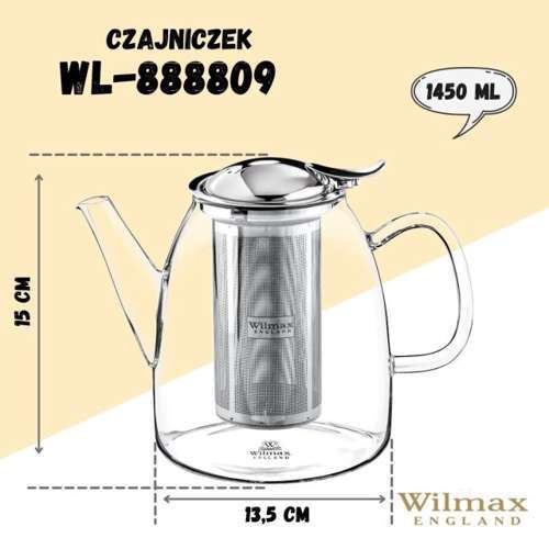 Dzbnek do herbaty 1,45l Thermo Glass Wilmax