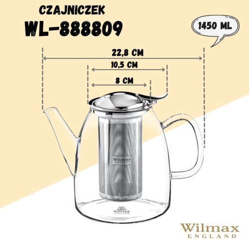 Dzbnek do herbaty 1,45l Thermo Glass Wilmax