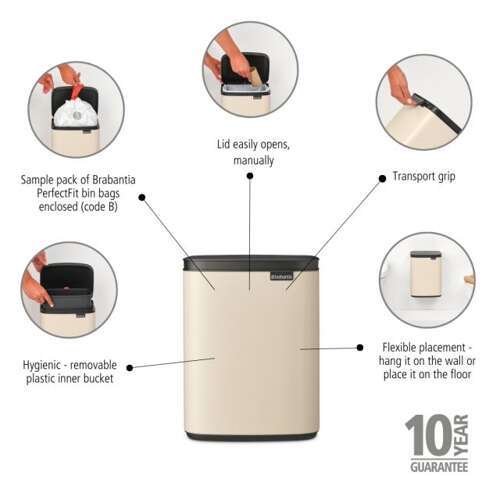 Kosz 7l Bo Soft Beige BRABANTIA