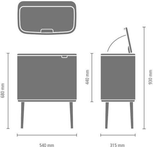 Kosz BO Touch Bin 3  x 11l Confident Grey BRABANTIA