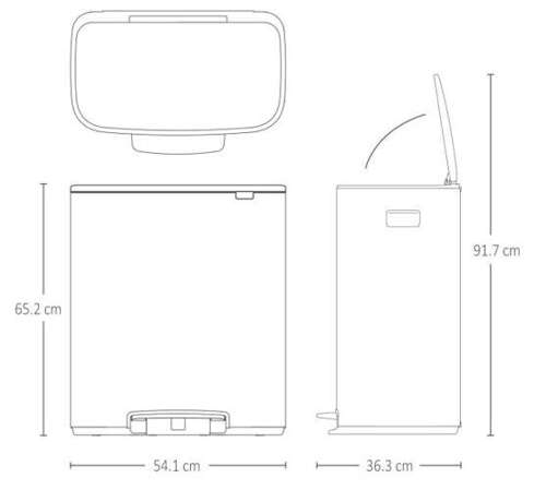 Kosz Bo Pedal Bin 60l szary betonowy powłoka mineralna BRABANTIA 