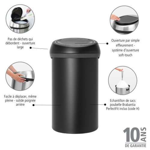 Kosz Touch Bin 60 l Moonlight Black BRABANTIA