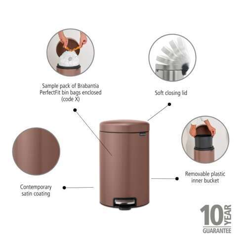 Kosz pedałowy NewIcon 12l Satin Taupe BRABANTIA