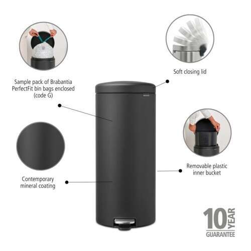 Kosz pedałowy NewIcon 30l Mineral Infinite Grey BRABANTIA