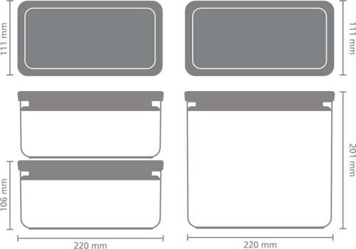 Zestaw 3 pojemników Dark Grey 2x1,5l+1x3,5l BRABANTIA