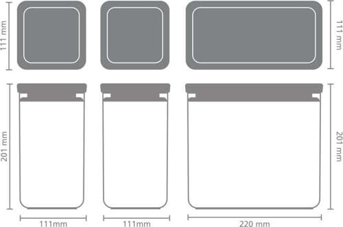 Zestaw 3 pojemników Dark Grey 2x1,6l+1x3,5l BRABANTIA