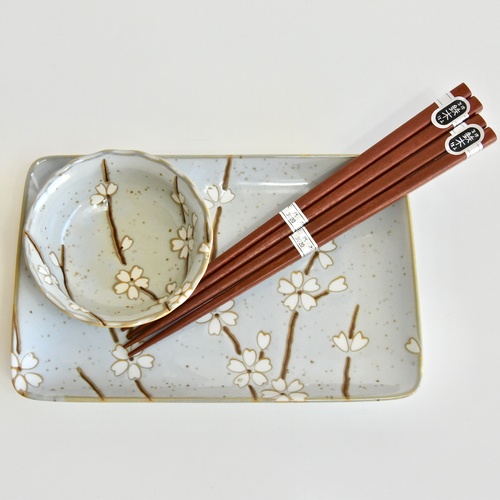 Zestaw do sushi Gałązki Szaro- Białe MADE IN JAPAN