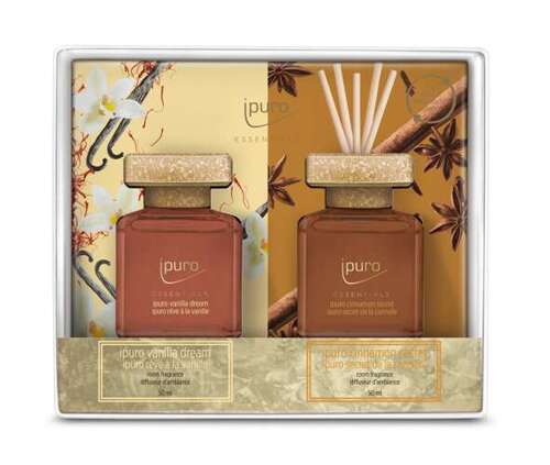 Zestaw dyfuzorów 2x50 ml Cinnamon Secret / Vanilla Dream ESSENTIALS ipuro